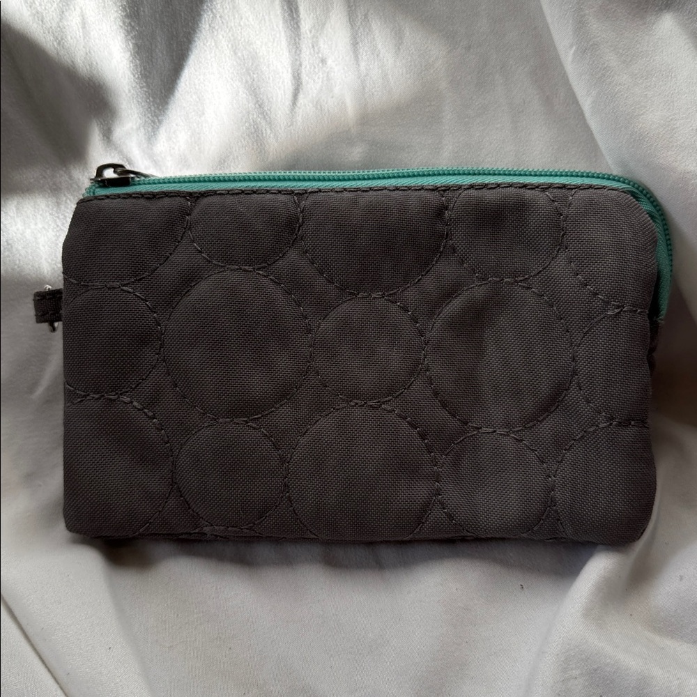 Thirty-One Gray Quilted Wallet with Turquoise Accents. Create a Bundle & Save!
